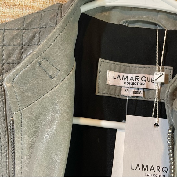 LaMarque quilted leather biker gray jacket women Size XS - Picture 7 of 11